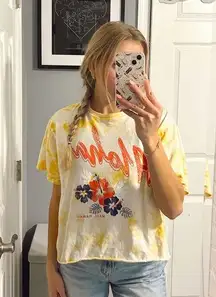 Aloha White & Yellow Tie Dye Cropped Tee