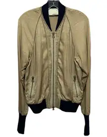 3.1 Phillip Lim Beige Bomber Jacket with Navy Accents. Size M