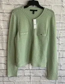 White House Black Market Women's NWT Preppy Career Snap Cardigan In Sage XL