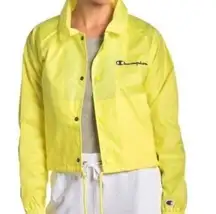 Champion Sports NWOT Cropped Coaches Rain Jacket Bright Yellow Color Pop XS
