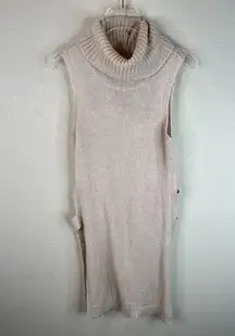 Saks Fifth Avenue Women Cowl Neck Open Side Tunic Sweater Vest Beige S Capsule