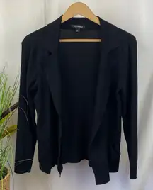 Roz & Ali Black Knit Open Front Long Sleeve Cardigan Sweater M