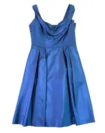 Laundry by Shelli Segal Blue Silk Dress Cocktail Party Bridesmaid Size 6 Women's