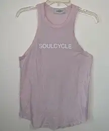 SoulCycle Pink Racerback Tank Top White Graphic Medium Sleeveless Workout