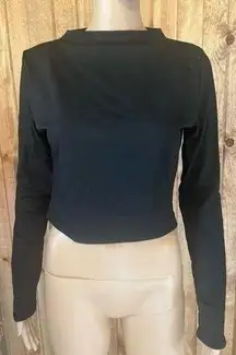 Cropped Long Sleeve Shirt Tight Crew Neck Crop thermal