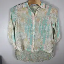 Soft Surroundings Womens XL Watercolor Ensconse Gauze Tunic Beachy Flowy Coastal