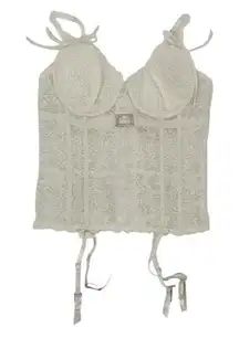 Rhonda Shear Womens Laced Sweetheart Neckline Bustier Bra‎ Cream Size Large
