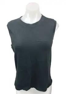 Jenni Kayne Easy Black Crew Neck Sleeveless Knit Pullover Sweater Tank Top Sz L