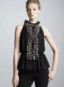 for TARGET Robert Rodriguez Black Tan Ruffled Top NWT XS