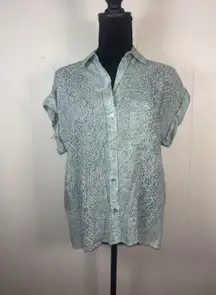 rails whitney mint boa Xs Blue Button Up Flowy Relaxed Oversized Blouse Shirt