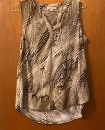 Dana Buchman Size Large Tan and Brown Sleeveless Blouse