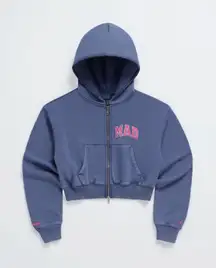 Madhappy X Gap Full Zip Cropped Mad Hoodie in Navy Blue Small