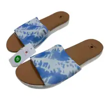 NWT Shade and Shore Kassidy Platform Slides Womens 10 Blue Tie Dye Coastal Beach