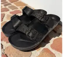 NO BOUNDARIES Women's Size 9 Two Buckle EVA Comfort Pillow Slide • Black