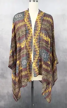 One World Womens Kimono XL Paisley Floral Sheer Indie Festival Bohemian Artsy‎