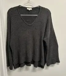 LOFT Dark Brown/Gray Slouchy V-Neck Sweater