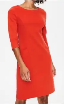 Boden Orange Jewel Neck 3/4 Sleeve Textured Pullover Sheath Dress Size 4R