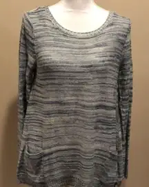 89th & Madison Blue & White Light Crewneck Sweater