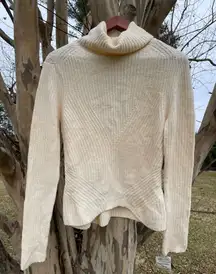 NWT Theory Ivory Knit Turtleneck Wool Sweater Boho Cottagecore Preppy