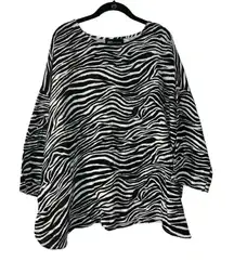 JNY New York Zebra Print Oversized‎ Tunic Top Animal Pattern Statement Piece A10