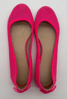 J. Crew Neon Pink Mesh Perforated Leather Ballet Flats Made in Italy Size 9