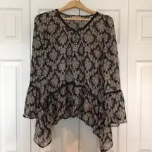 Blu Pepper  Sheer Boho Tunic Top Sz S