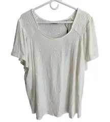 T Tahari Woman NWT 3XL White Flutter Sleeve Short Sleeve Top Plus Size Tee