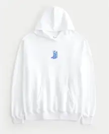 Hollister hoodie cowboy boot blue and white 