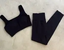 2 Piece Workout Set Ribbed Padded Sport Bra Seamless High Waist Leggings Medium