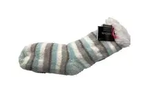 Cuddl Duds Sherpha Lined Lounge Socks Non Slip Blue Gray Shoe Size 4-10 NWT