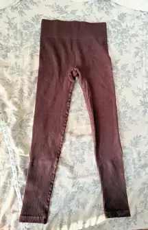 Brown Ribbed Leggings