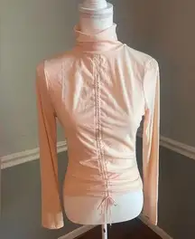 NWT AFRM Mollie Long Sleeve Drawstring Crop Top – Cream Beige – Size Large