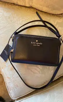 Kate spade Staci zip around mini black leather Crossbody
