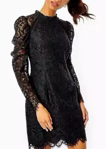 Lilly Pulitzer Avery Dress Two Tone Carnival Lace Onyx Black