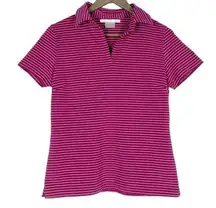 Women's | Nike | Dri-FIT Burgundy Pink Maroon Striped Short Sleeve Golf Polo