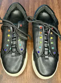 Kurt Geiger London Leather Liviah Sneakers Rainbow Crystals Sz 38 (7 US) EUC!!
