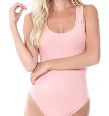 Zenana Pink Racerback Tank Bodysuit