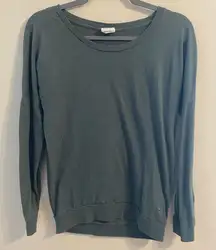 Womens VS PINK Victoria’s Secret Sage Green Dog Logo Long‎ Sleeve Tee Size Small