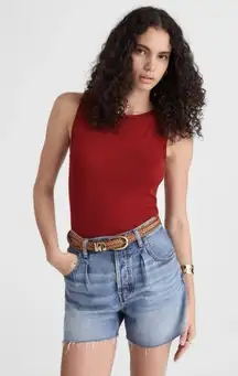 Madewell Merino Wool-Silk Blend Boat-Neck Sleeveless Knit Sweater Top Red Sz M