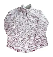 Cozy Sherpa Ikat Burgundy 1/4 Zip Pullover Sweatshirt XXL Cozy Casual Southwest