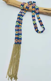 Vintage Southwest Seed Bead Chain Link Native Tribal Necklace