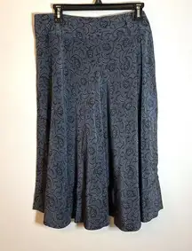 Sundance A Line Boho Skirt 14 Blue Floral Midi Length Romantic Dance Silk