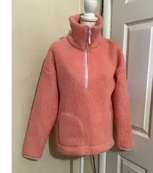 J. Crew Light Pink Fleece Polartec Sherpa Fleece Half Zip Pullover Jacket XS
