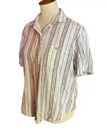 Retro 90s cabin creek stripes & flower button down top