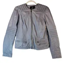 Rino & Pelle Abigail Leather Jacket Women's 40 Lavender Moto Zip‎ Lambskin READ