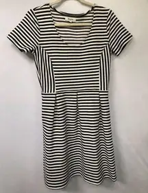 Madewell Striped Black & White Women's 8 Fit & Flare Above Knee Basic Neutrals
