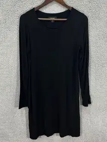 Karen Kane women dress small black long sleeve midi lined slinky knit minimalist