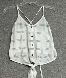 PAPAYA Shirt Womens Small White Striped‎ Criss Cross Back Crop Tank Top