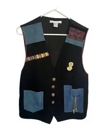 Vintage Patchwork Denim Vest | Boho 90s Eclectic Layer