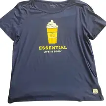 Life is Good sleep small pumpkin spice latte short sleeve blue